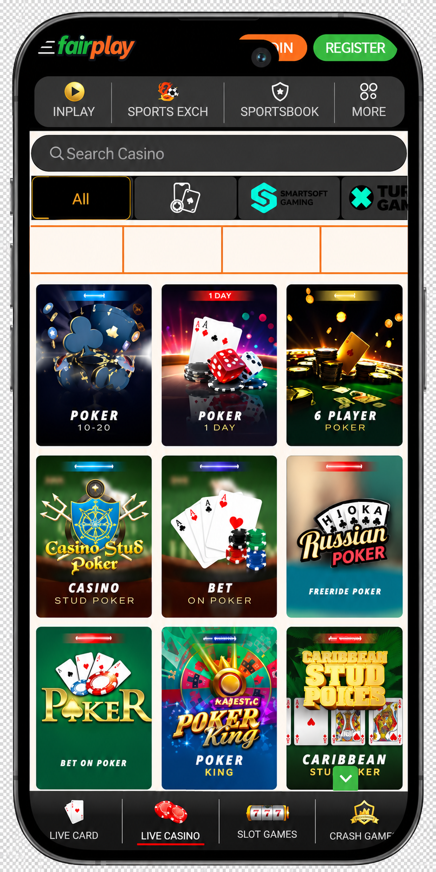 FairPlay mobile casino interface