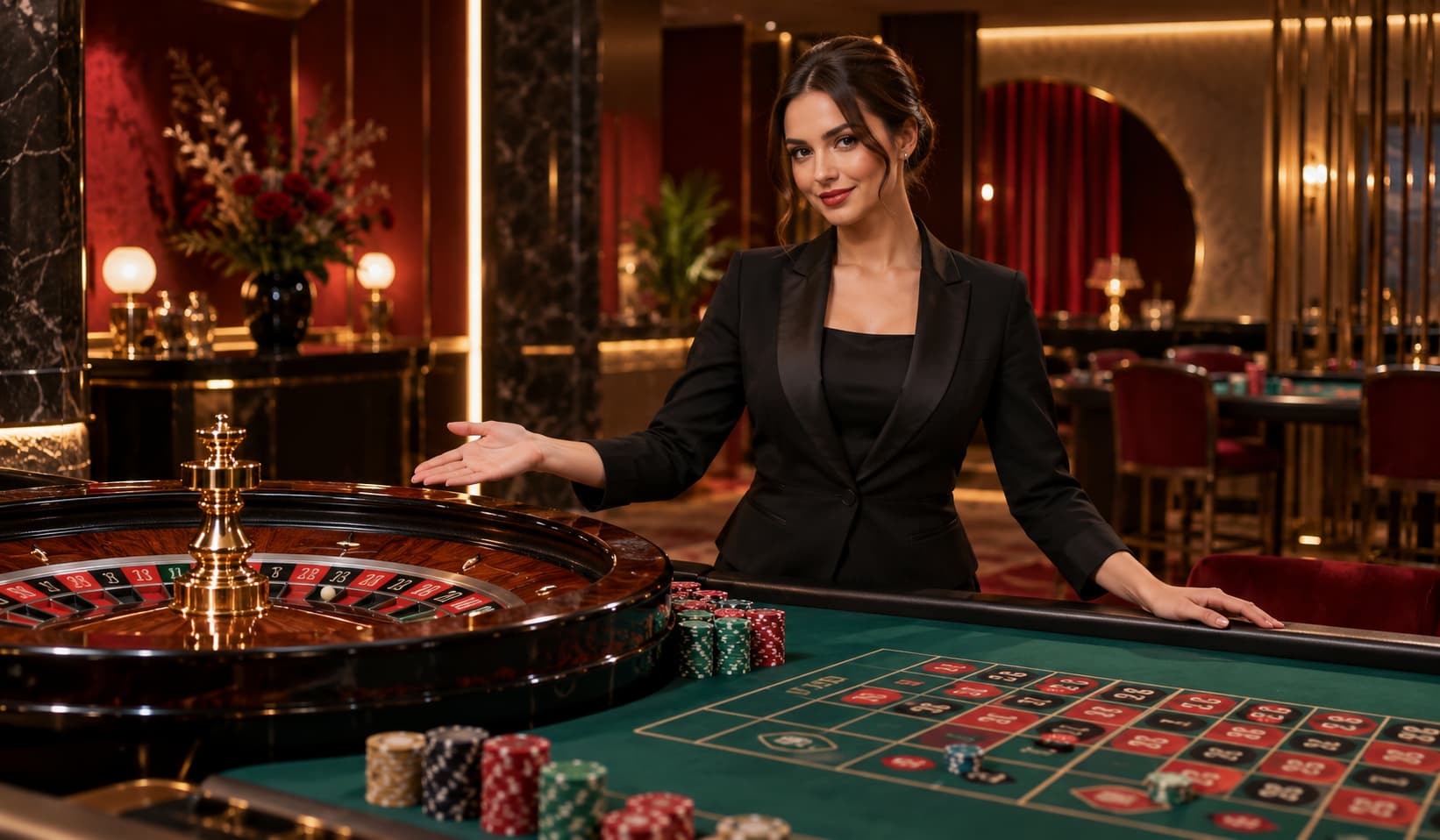 Live roulette game table